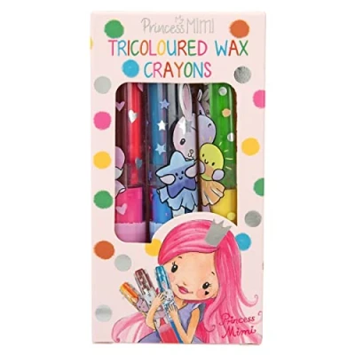 Image of Depesche 12176 Princess Mimi Tricolour Wax Crayons Set, 3 Rotating Multicoloured Pens for Children, Painting Set Creative Drawing