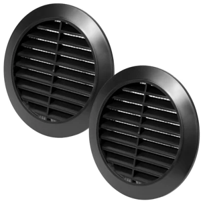 Image of Vent Systems 90 mm / 3.54&#039;&#039; Inch Black Pack of 2 Air Cover Round Vents Ventilation Grille Integrated Insect Screen HVAC for Bathroom, Home Office, Kitchen