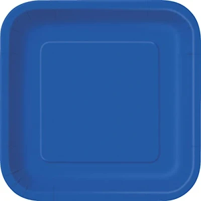 Image of Unique 31484EU Eco Friendly Square Paper Plates 23 cm Royal Blue Colour 14 Count (Pack of 1), Pack