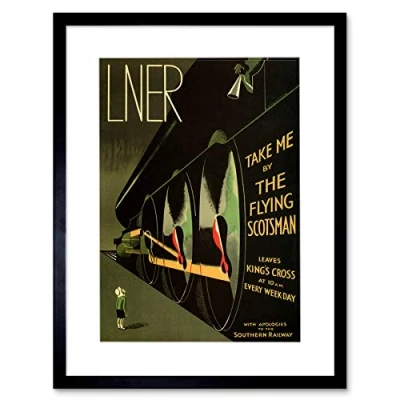 Image of Wee Blue Coo Lner Railway Flying Scotsman UK Locomotive Ad Picture Framed Wall Art Print