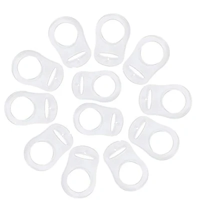 Image of JZK 12pcs Transparent Silicone Button Ring Dummy Pacifier Holder Clip Adapter for Baby MAM Soother