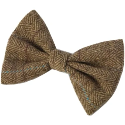 Image of House of Paws Brown Tweed Dog Bow Tie,Small