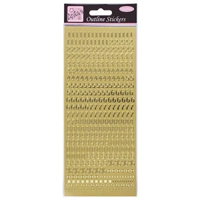 Image of Anitas Outline Stickers, Small Numbers, Gold, For Scrapbooking, Card Making, Kids Play, Homework, Art, Craft, Embelish, Decorative, Paper, Card, Glass, Metal, Plastic, Foam