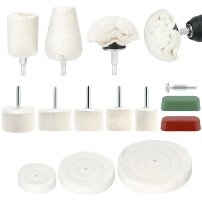 Image of QWORK® 14 PCS Car Polishing Pads Kit, Buffing for Drill, Drill Metal, Wood