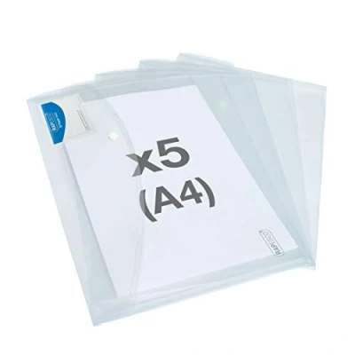 Image of Rapesco 1629 ID Popper Wallet, A4+, Clear Transparent, Pack of 5