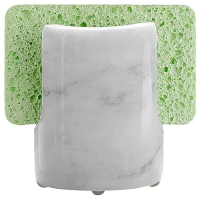 Image of EVERBBKING Marble Sponge Holder for Kitchen Rustic Farmhouse Decor,Dish Sink Caddy，Scouring Pad and Dish Rack