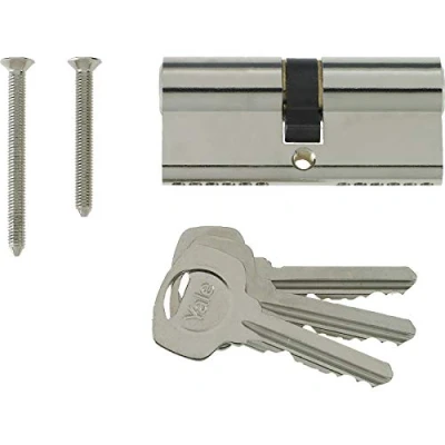 Image of Yale PKM4545 NP KM Superior 1 star Euro Cylinder lock 45/45 (100mm) / 45:10:45 Nickel Finish High Security