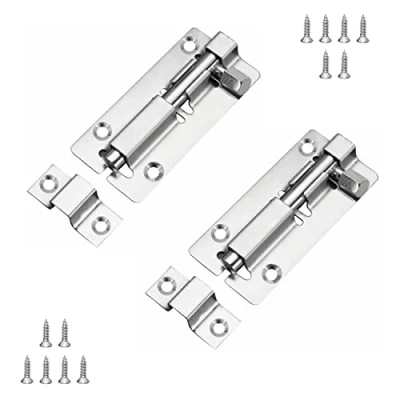 Image of JelKen 2 Pack Door Lock Bolts 3&quot;(75mm), 304 Stainless Steel Latch Slide with Screws for Bathroom Bedroom Shed Garden Toilet, 3 Inch