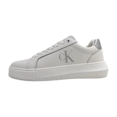 Image of Calvin Klein Jeans Women&#039;s Chunky Cupsole Laceup LTH Yw0yw01687 Sneakers, Blue Bright White Silver, 6.5 UK