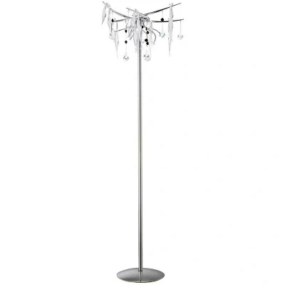 Image of Cygnet Floor Lamp 6 Light G4 Polished Chrome/White Glass/Crystal, NOT LED/CFL Compatible Item Weight: 15kg