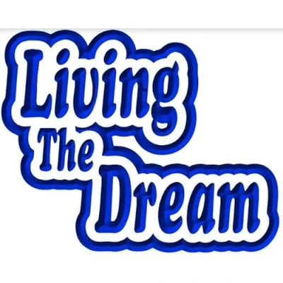 Image of 1st Class Designs Living The Dream 10 x 8 Inch Full Colour Printed On Adhesive Vinyl 3 Year Warranty Funny Bumper Sticker Caravan Campervan Motorhome Car Van Decal Free P&amp;P Made In Yorkshire