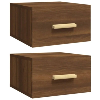 Image of vidaXL Wall mounted Bedside Cabinets 2 pcs Brown Oak 35x35x20 cm