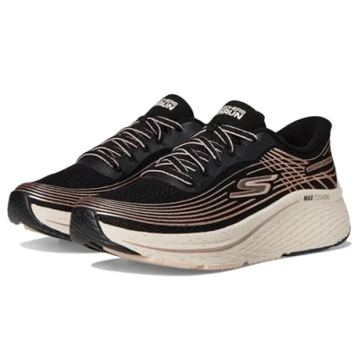 Image of Skechers MAX Cushioning Elite 2.0 Trainers Black textile/rose goldcoloured, Women&#039;s, Size: 5, gold/coloured shoes