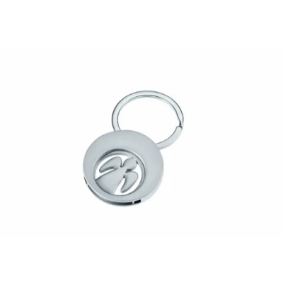 Image of WEDO 2053411 Key Fob with Removable Shopping Trolley Coin in Guardian Angel Design Angela Matte Silver