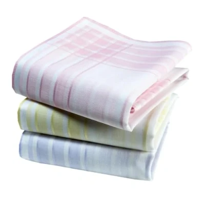 Image of Vivienne et Merlin Women&#039;s 100% Combed Cotton Handkerchiefs, 35 cm x cm, 3 Pieces, Les Beaux Mouchoirs
