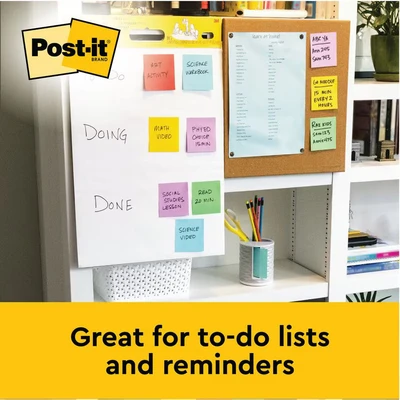 Image of Post it Super Sticky Self Stick Wall Pad Meeting Chart, White, 58.4 cm x 50.8 20 Sheets, 2 Pads + 8 Command strips For Brainstorming Anywhere and Keeping all Ideas Visible