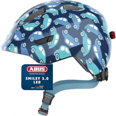 Image of ABUS children&#039;s helmet Smiley 3.0 LED bike with light deep fit and space for a pigtail girls boys