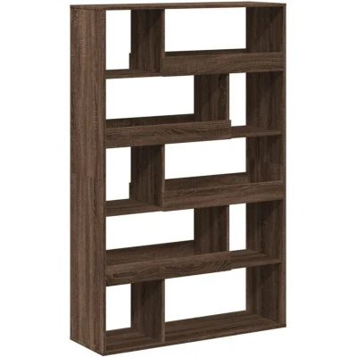 Image of vidaXL Bookcase Brown Oak 100x33x156.5 cm Engineered Wood, 13 Compartments, Freestanding Bookshelf for Living Room, Bedroom, Office