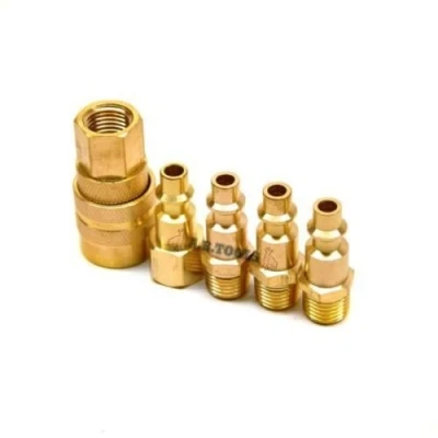 Image of 5pc Brass Air Quick Release Coupler Fittings Line End Connector TE516