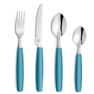 Image of Beckmann &amp; Rommerskirchen Valoa 2515 Cutlery Set for 4 People, 16 Pieces, Grey, Dishwasher Safe, Highly Polished, 13/0 Stainless Steel, Set: 4X Knife, Fork, Tablespoon, Coffee Spoon