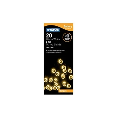 Image of Status Bergen 20 LED Warm White Indoor Battery Operated String Festive Lights