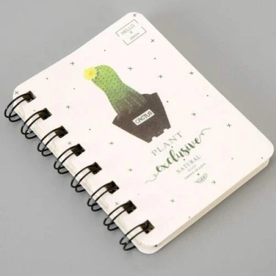 Image of SUPERTOOL Mini Spiral Notebook Cartoon Diary Notepad Cute A7 Cactus 160 Pages(1Pcs)