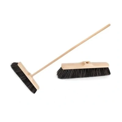 Image of 20 Indoor/Outdoor Garden Broom with Wooden Handle Natural Stiff Bassine Hard Bristles, Heavy Duty Yard Brush for Outdoor Cleaning &amp; Sweeping