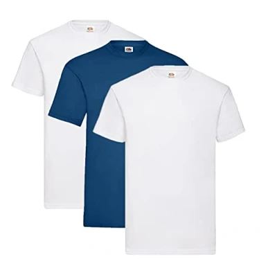 Image of Fruit of the Loom Valueweight T Shirt Various Colour Sets S M L XL XXL 3XL 4XL 5XL, 2 x white + 1 navy note pad, XXXX Large
