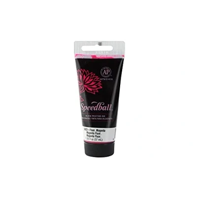 Image of Speedball 37ml 1.25oz Water Soluble Block Ink Fluorescent Magenta, Print, Lino Screen Printing, for Artists Kit