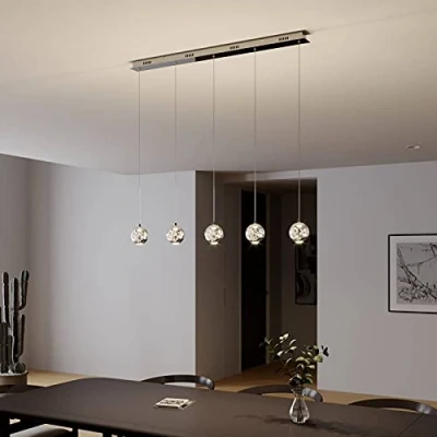 Image of Ceiling Light &#039;Hayley&#039; (Modern) in Clear Made of Glass for e.g. Living Room &amp; Dining (5 Sources,) from Lucande Pendant Lighting, lamp, Hanging
