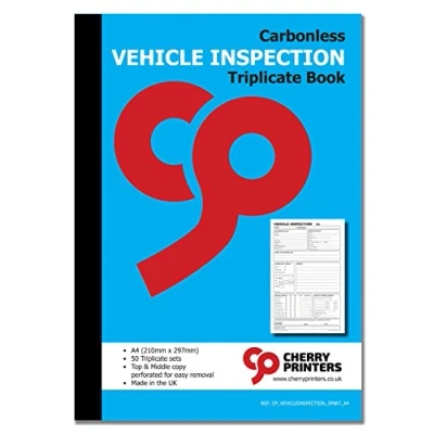 Image of Cherry Carbonless NCR Vehicle Inspection Triplicate Book A4 50 Sets