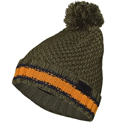 Image of Regatta Kids Davin Knit Knitted Fleece Lined Bobble Hat Dark Khaki 11 13 Yrs