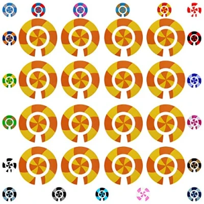 Image of Acclaim Lawn Bowls Identification Stickers Markers 4 Full Sets Of Self Adhesive Graduated Spiral (Orange/Yellow)