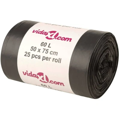 Image of vidaXL Bin Bags 250 pcs Black 60 L