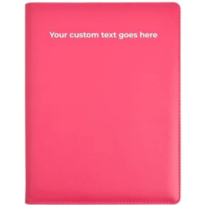 Image of Arpan Personalised Text 24 Pockets 48 Sides A4 Presentation Folder Document File Display Book Portfolio Professional Conference Faux Leather (Pink)