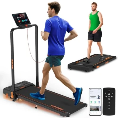 Image of Treadmill with Incline Foldable Under Desk Walking Pad LED Display Remote Control Portable Workout Machine for Home/Office Exercise