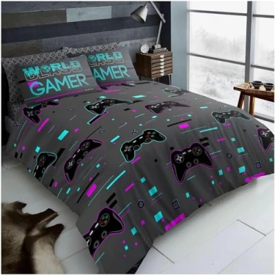 Image of GC GAVENO CAVAILIA Gamer Bedding Sets King Size, Poly Cotton Duvet Cover Set (230x220 cm), Gaming Printed Soft Comforter