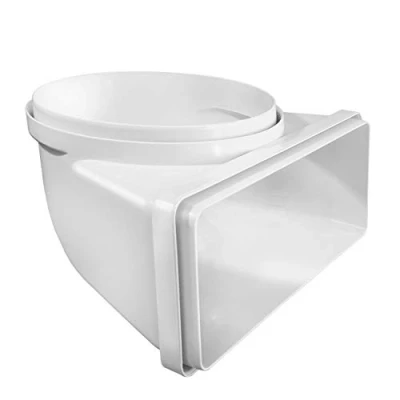 Image of Ventilation CGV229B Vertical Curve from Round Tube ø 150 mm to Rectangular 220x90 ABS White Color
