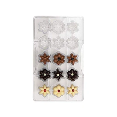 Image of DECORA 0050142 Flowers Polycarbonate Chocolate Mould 15 CAV. 200 X 120 22 MM, Policarbonato
