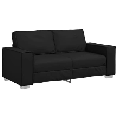 Image of vidaXL Black Loveseat Sofa Synthetic Leather Seating for Office, 2 Seater Bench, Indoor Use, 110kg Capacity, 180x78x84cm