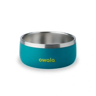 Image of Owala Pet Bowl Durable Stainless Steel, Food and Water for Dogs, Cats, All Pets, Non Slip Base, 24oz, Teal (Turquoise &amp; Caicos)