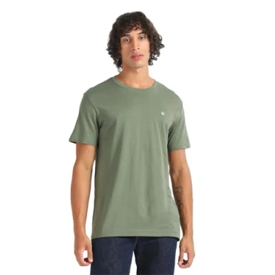Image of Calvin Klein Jeans Men&#039;s CK Embro Badge TEE J30J325268 S/S Knit Tops, Dusty Olive, S