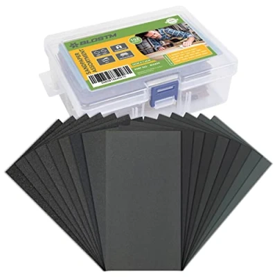 Image of BLOSTM Assorted Sandpaper 102PCS 60 to 3000 Grit Wet and Dry for Wood &amp; Metal 6 of Each, Abrasive Paper Sheets with Compact Case Wood, Metal, Automotive, Furniture More 3 x 5.5 Inch
