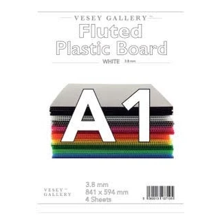 Image of Vesey Gallery® White Fluted Correx Board Pack of 4 Sheets. from A4 to A1 Size (A4 (297x210mm))