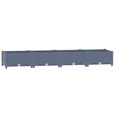 Image of vidaXL Polypropylene Raised Bed Planter Ample Space, Easy to Assemble for Gardens, Patios, Balconies Sturdy Brown