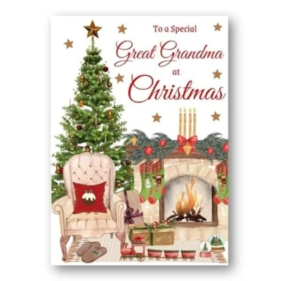 Image of Second Ave Great Grandma Christmas Home Fireplace Xmas Holiday Festive Greetings Card
