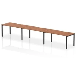 Image of Evolve Plus 1600mm Single Row 3 Person Bench Desk Walnut/Black