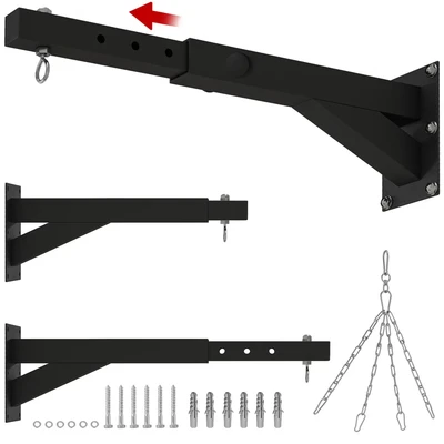 Image of SPORTNOW Punch Bag Bracket, 5 Length Adjustable Boxing Heavy Duty Wall for Home Gym, Kickboxing, Muay Thai, Punching Training