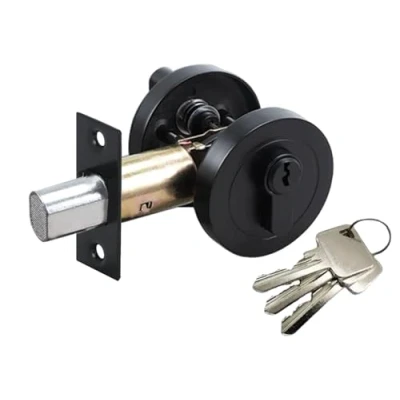 Image of HANDLEZONE® Single Cylinder Deadbolt, Round Deadbolt Lock, Zinc Alloy Door Locks with Keys. Modern for 35 50mm Front Door, Entrance Passage Bedroom Black Matt