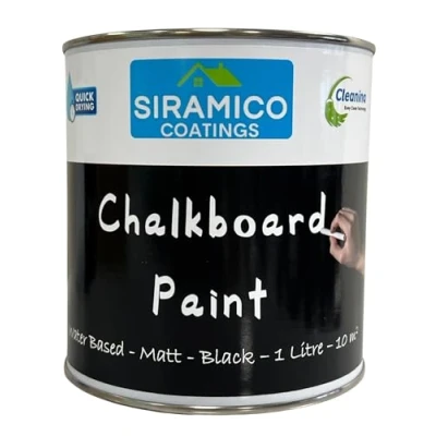 Image of SIRAMICO COATINGS ChalkBoard Paint Black 1 Litre Waterbased, Non Toxic, Low Odour